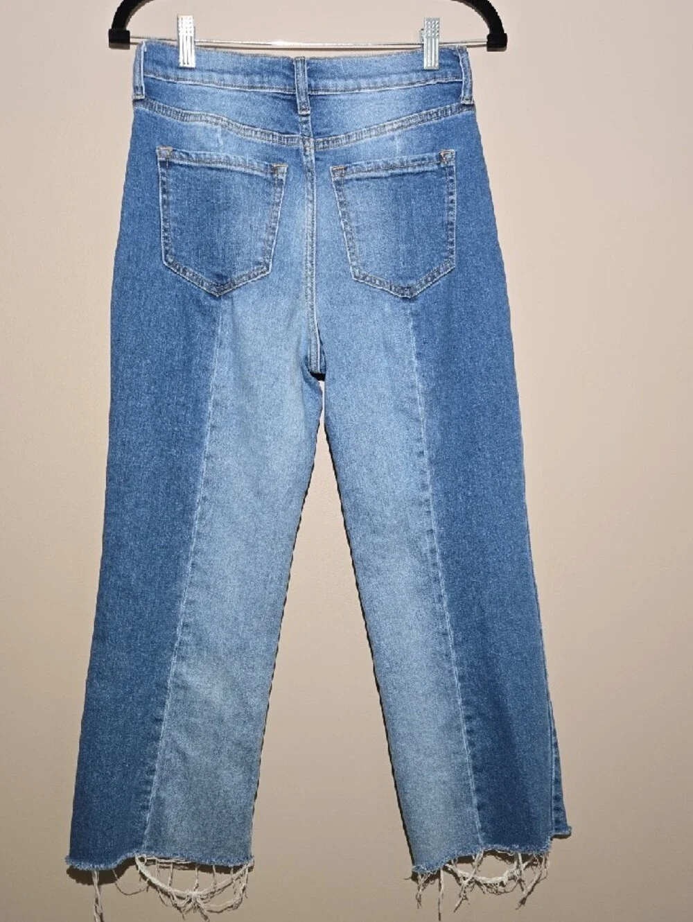 Sneak Peek Two-Tone Light & Medium Blue Cropped Jeans